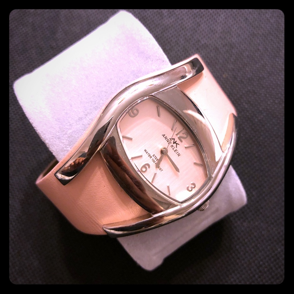 Anne Klein Silver and Pink Leather Women’s Watch